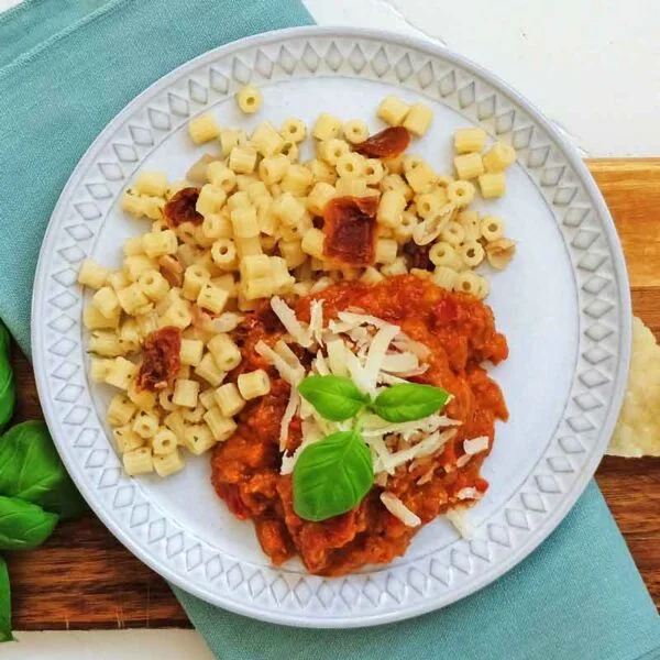 Ragout al Paccantino med Ditalini pasta med tomatsovs måltider fra bonzo